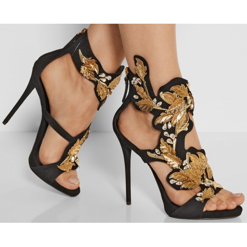 Giuseppe Zanotti Suede & Crystal Leaf Sandal